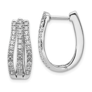 14k White Gold 1 carat Lab Grown Diamond VS/SI+ G+ Complete Hinged Hoop Earrings - EM-F00A1642-8395