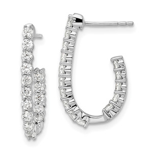 14k White Gold 1 carat Lab Grown Diamond VS/SI+ G+ Complete In and Out J-Hoop Hoop Earrings - EM-1C27BF3C-9201