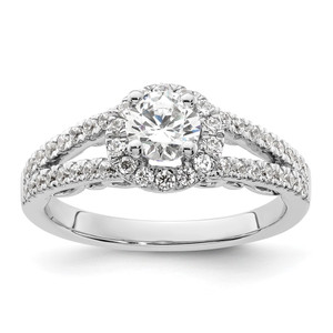 14k White Gold 1 carat Lab Grown Diamond VS/SI+ G+ Complete Round Halo Engagement Ring - RM-9E06EBD6-8980