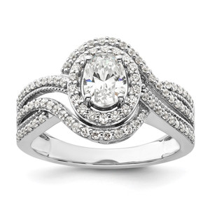14k White Gold 1 carat Lab Grown Diamond VS/SI+ G+ Round Complete Bypass Engagement Ring