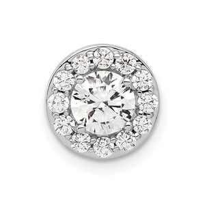 14k White Gold 1 carat Lab Grown Diamond VS/SI+ G+ Round Complete Halo Chain Slide Pendant