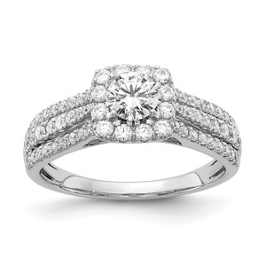 14k White Gold 1 carat Lab Grown Diamond VS/SI+ G+ Round Complete Halo Engagement Ring - RM-2117773B-5571