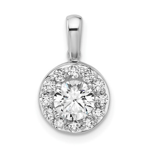 14k White Gold 1 carat Lab Grown Diamond VS/SI+ G+ Round Complete Halo Pendant