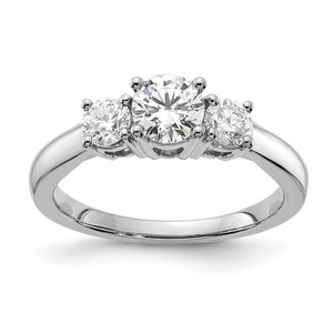 14k White Gold 1 carat Lab Grown Diamond VS/SI+ G+ Round Complete Three Stone Engagement Ring - RM-6C1F3017-9176