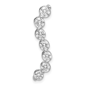 14k White Gold 1 carat Lab Grown Diamond VS/SI+ G+ Seven Stone Curved Bar Chain Slide Pendant