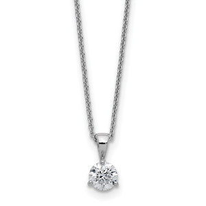 14k White Gold 1 carat Lab Grown Diamond VS/SI+ G+ Three Prong 18 inch Solitare Pendant Necklace