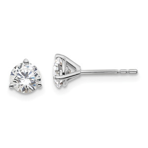 14k White Gold 1 ctw Lab Grown Diamond VS/SI+ G+ Round 3 Prong Heavy Wt. Stud Earrings