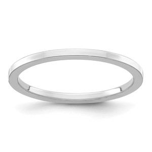 14K White Gold 1.2mm Flat Polished Stackable Band Size 6