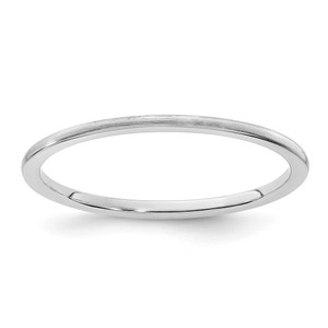 14K White Gold 1.2mm Half Round Satin Stackable Band Size 6.5