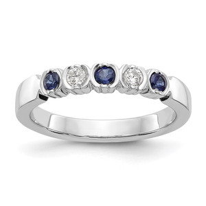 14k White Gold 1/10 carat Diamond and Blue Sapphire Complete Band - RM-ABAF17B0-6739