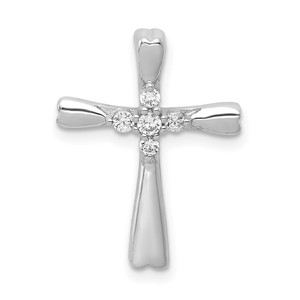 14k White Gold 1/10 carat Lab Grown Diamond VS/SI+ G+ Complete Cross Chain Slide Pendant