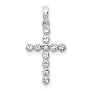 14k White Gold 1/10 carat Lab Grown Diamond VS/SI+ G+ Complete Cross Pendant - PM-1FBE7B15-6779