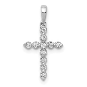 14k White Gold 1/10 carat Lab Grown Diamond VS/SI+ G+ Complete Cross Pendant - PM-C6477058-1435