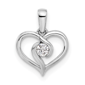 14k White Gold 1/10 carat Lab Grown Diamond VS/SI+ G+ Complete Heart Pendant