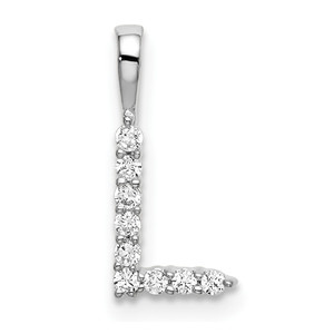 14k White Gold 1/10 carat Lab Grown Diamond VS/SI+ G+ Complete Letter L Initial Pendant