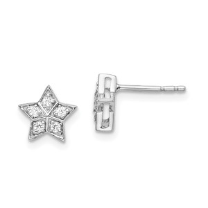 14k White Gold 1/10 carat Lab Grown Diamond VS/SI+ G+ Complete Star Post Earrings