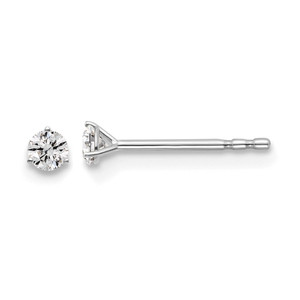 14k White Gold 1/10 ctw Lab Grown Diamond VS/SI+ G+ Round 3 Prong Heavy Wt. Stud Earrings