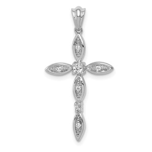 14k White Gold 1/10ct. Diamond Cross Pendant - PM-E196B512-8898