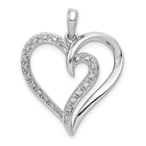 14k White Gold 1/10ct. Diamond Heart Pendant - PM-52B94EA6-3744
