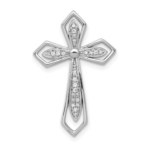 14k White Gold 1/15ct. Diamond Cross Chain Slide