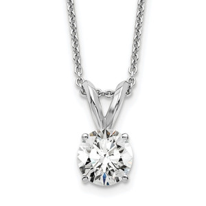 14k White Gold 1/2 carat Certified Lab Grown Diamond VS+ F+ Round Complete Four Prong 18 inch Solitaire Pendant Necklace