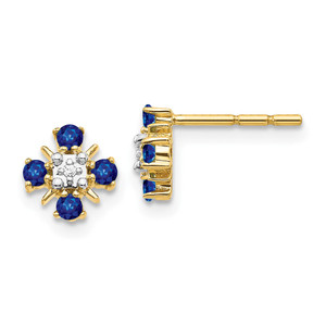 14k .01 carat Lab Grown Diamond VS/SI+ G+ and Created Sapphire Complete Post Earrings