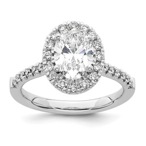 14k White Gold 1/2 carat Lab Grown Diamond VS/SI+ G+ 1 1/2 carat Center Oval Semi Mount Halo Engagement Ring