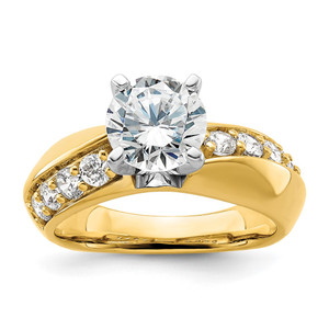 14k White Gold 1/2 carat Lab Grown Diamond VS/SI+ G+ 1 1/2 carat center Round Semi Mount Engagement Ring - RM-DECDCB71-7431