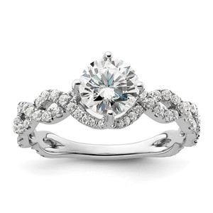 14k White Gold 1/2 carat Lab Grown Diamond VS/SI+ G+ 1 carat Center Round Semi Mount Engagement Ring