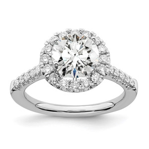 14k White Gold 1/2 carat Lab Grown Diamond VS/SI+ G+ 2 carat Center Round Semi Mount Engagement Ring