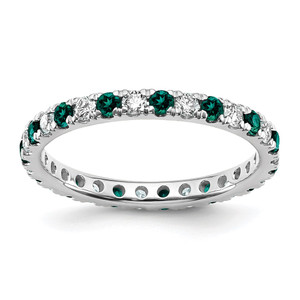 14k White Gold 1/2 carat Lab Grown Diamond VS/SI+ G+ and Lab Created Alexandrite Size 7.5 Eternity Band