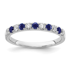 14k White Gold 1/2 carat Lab Grown Diamond VS/SI+ G+ and Lab Created Blue Sapphire Complete Band