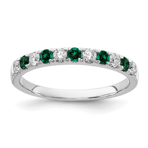 14k White Gold 1/2 carat Lab Grown Diamond VS/SI+ G+ and Lab Created Emerald Complete Band