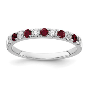 14k White Gold 1/2 carat Lab Grown Diamond VS/SI+ G+ and Lab Created Ruby Complete Band