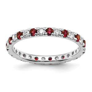 14k White Gold 1/2 carat Lab Grown Diamond VS/SI+ G+ and Lab Created Ruby Size 9 Eternity Band