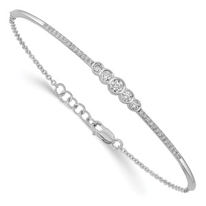 14k White Gold 1/2 carat Lab Grown Diamond VS/SI+ G+ Bezel Set Bar Flexible Bangle Bracelet