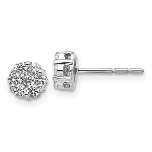 14k White Gold 1/2 carat Lab Grown Diamond VS/SI+ G+ Cluster Post Earrings - EM-D005243F-1952