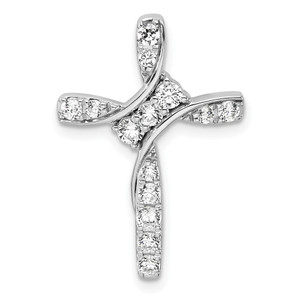 14k White Gold 1/2 carat Lab Grown Diamond VS/SI+ G+ Complete Cross Chain Slide Pendant - PM-C3EEF562-1084