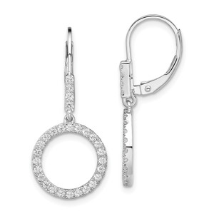14k White Gold 1/2 carat Lab Grown Diamond VS/SI+ G+ Complete Dangle Circle Leverback Earrings