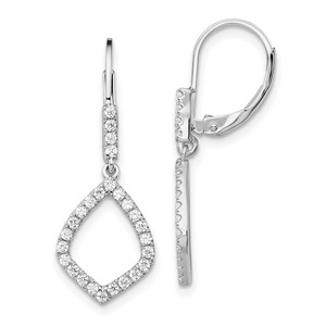14k White Gold 1/2 carat Lab Grown Diamond VS/SI+ G+ Complete Fashion Dangle Leverback Earrings - EM-996A2A7D-1733