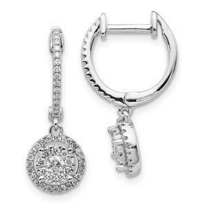 14k White Gold 1/2 carat Lab Grown Diamond VS/SI+ G+ Complete Halo Hinged Hoop Earrings - EM-68B9D52A-1566