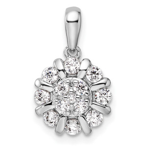 14k White Gold 1/2 carat Lab Grown Diamond VS/SI+ G+ Complete Halo Pendant