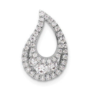 14k White Gold 1/2 carat Lab Grown Diamond VS/SI+ G+ Complete Teardrop Cluster Chain Slide Pendant