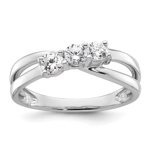 14k White Gold 1/2 carat Lab Grown Diamond VS/SI+ G+ Complete Three Stone Engagement Ring - RM-D7EA035B-4396