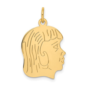 14k .013 Depth Engravable Girl Head Charm - XM-2CDB0557-4090