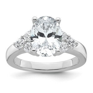 14k White Gold 1/2 carat Lab Grown Diamond VS/SI+ G+ Round 2 1/2 carat Oval Center Semi Mount Engagement Ring