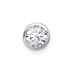 14k White Gold 1/2 carat Lab Grown Diamond VS/SI+ G+ Round Complete Bezel Chain Slide Pendant