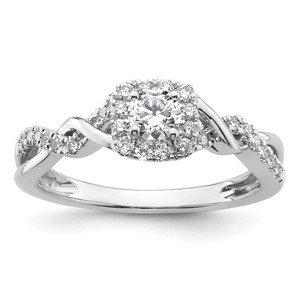 14k White Gold 1/2 carat Lab Grown Diamond VS/SI+ G+ Round Complete Bypass Engagement Ring