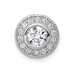 14k White Gold 1/2 carat Lab Grown Diamond VS/SI+ G+ Round Complete Halo Chain Slide Pendant - PM-86326E3A-8906