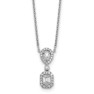 14k White Gold 1/2 carat Lab Grown Diamond VS+ F+ Complete 18 inch Halo Dangle Fashion Necklace